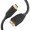 USB C Hard Drive Cable 4FT, USB 3.1 C to Micro B Cable 10Gbps, USB Micro B to USB C to Hard Drive Cable Compatible with Macbook Pro Air Galaxy S5 My Passport Elements Etc, 1.2M Black