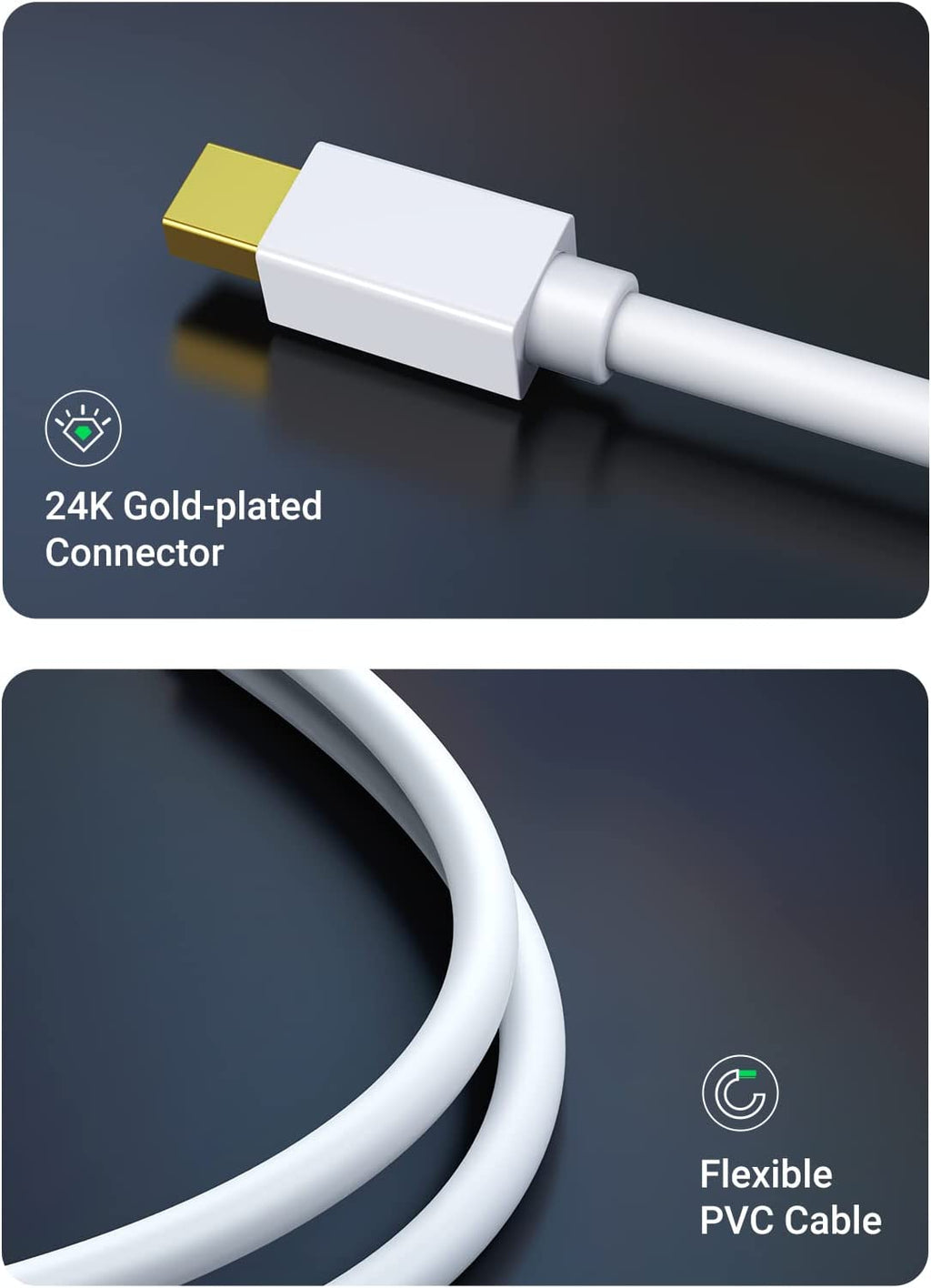 Mini Displayport to HDMI VGA Adapter, 4K Thunderbolt 2 Adapter 2 in 1 Mini DP Converter Compatible with Macbook Pro Air Imac Surface Pro1 2 3 4 6 Surface Laptop 2 Thinkpad X1, White